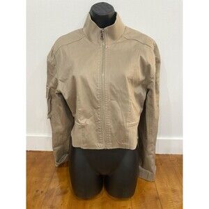 Alo Womens Brown Bomber Jacket Zip High Neck Long Sleeve Size M